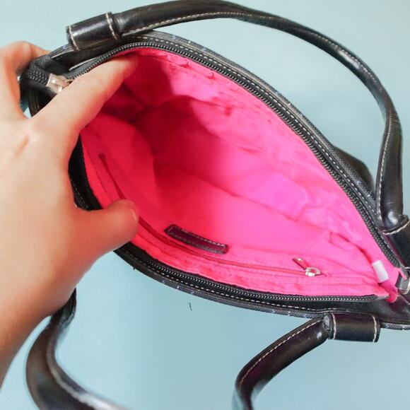 Kate Spade Vintage 90s Black Plaid Top Handle Boxy Tote Purse - Picture 5 of 9